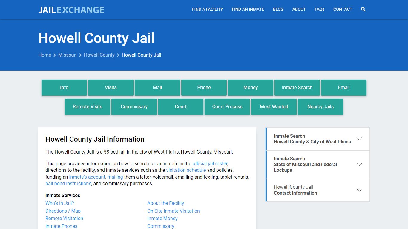 Howell County Jail, MO Inmate Search, Information